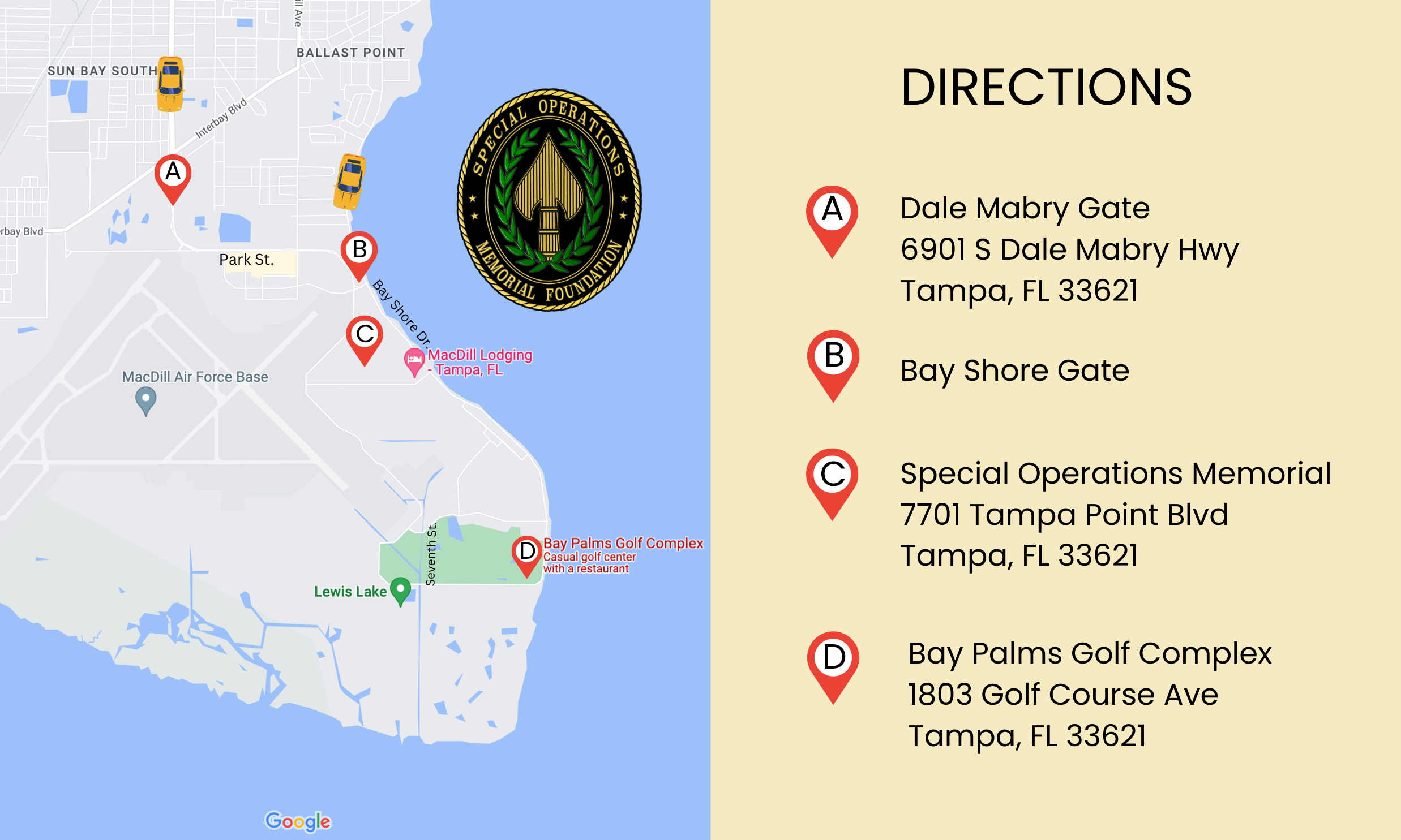 Special Operations Memorial Golf Classic Map